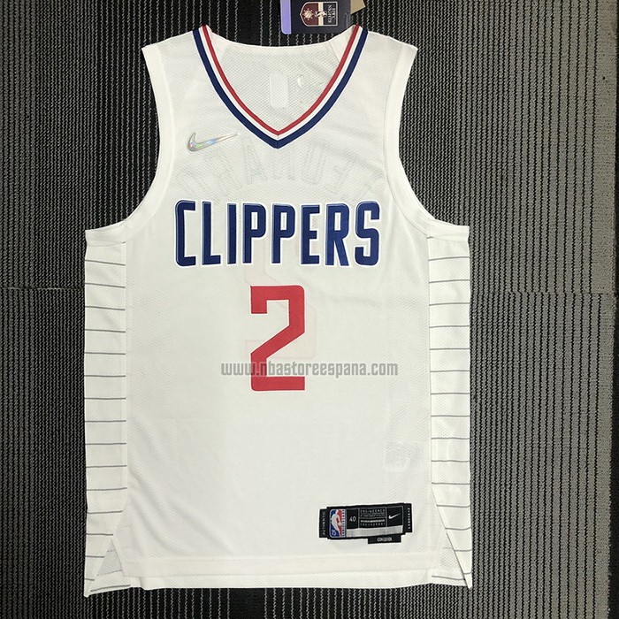 Camiseta Los Angeles Clippers Kawhi Leonard NO 2 Association 2020-21 Autentico Blanco